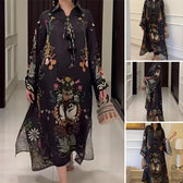 Floral Chiffon Long Sleeve Maxi Dress