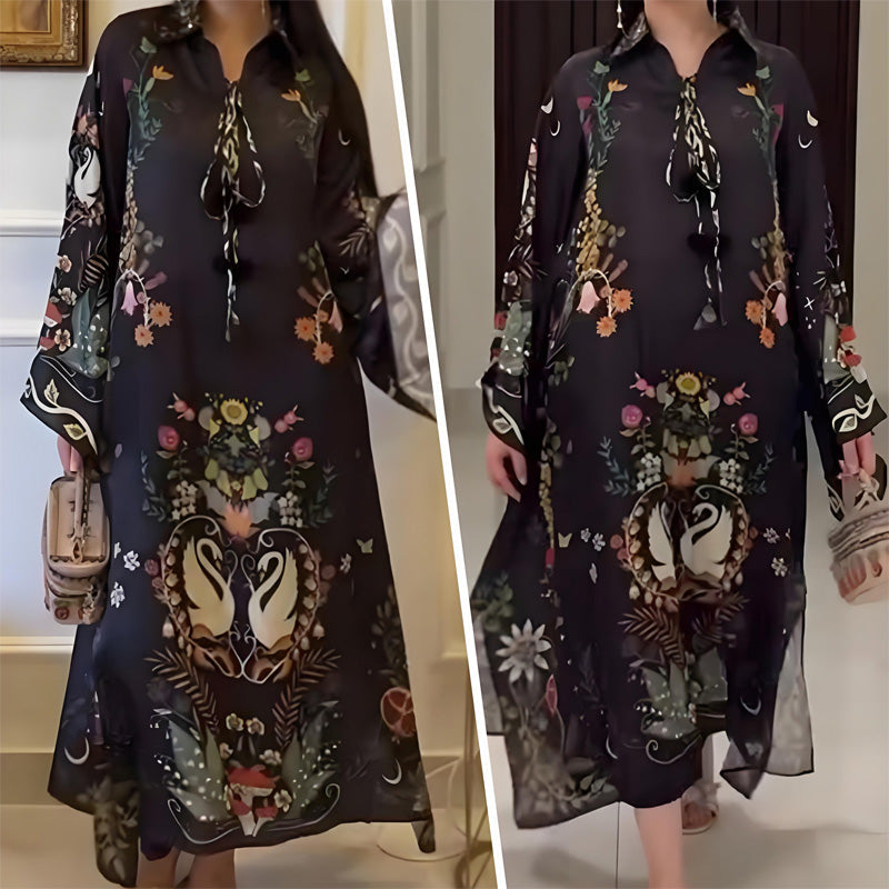 Floral Chiffon Long Sleeve Maxi Dress 7