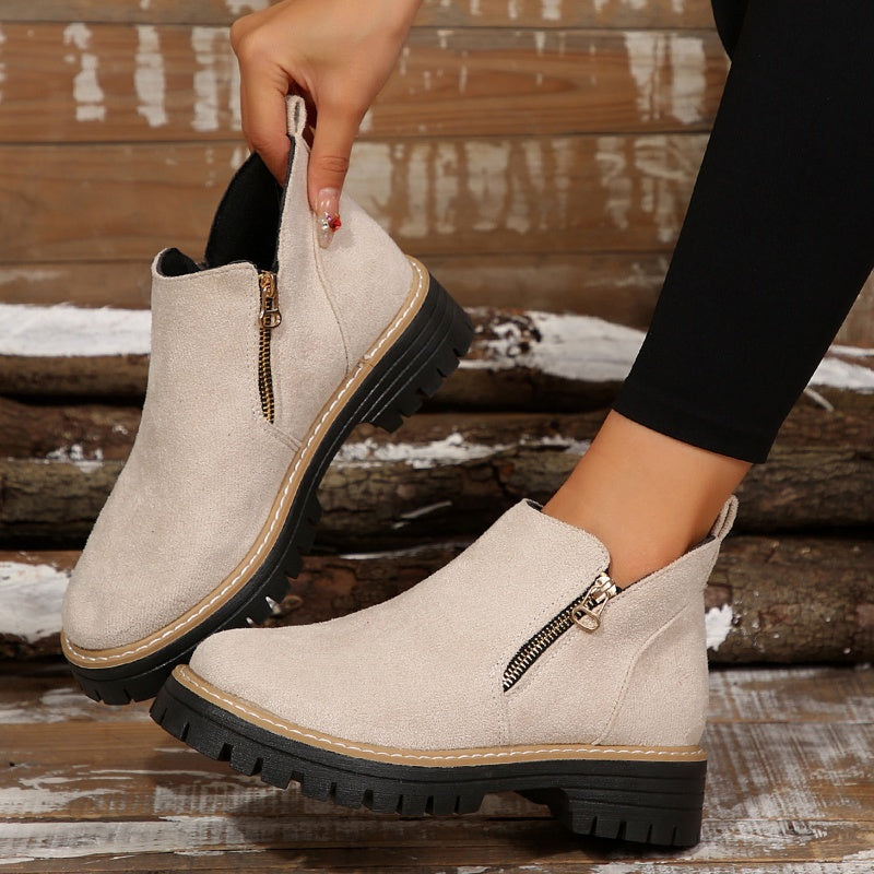 Side Zip Lug Sole Platform Ankle Boots
