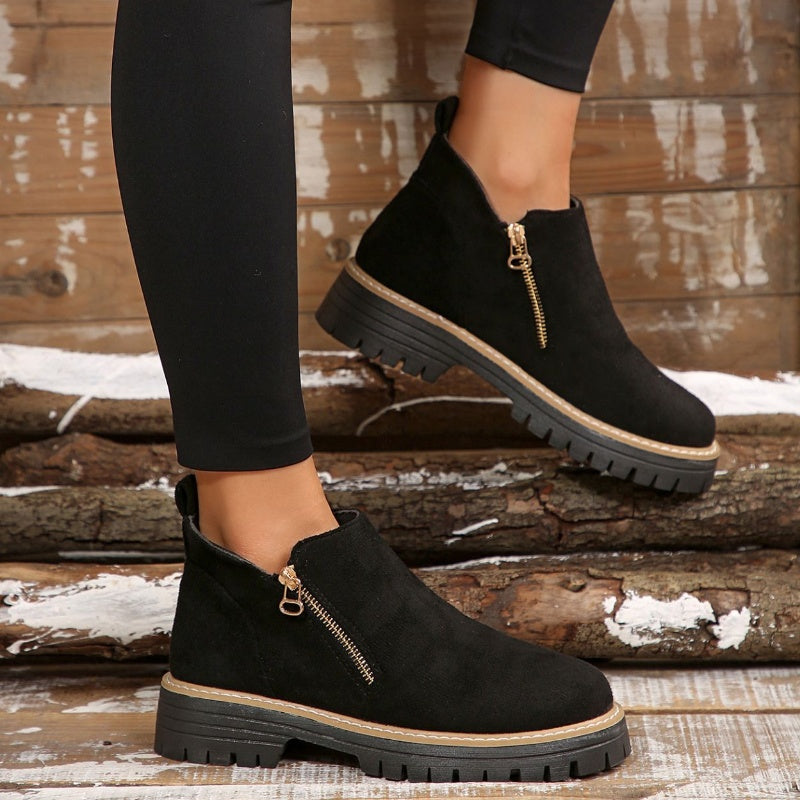 Side Zip Lug Sole Platform Ankle Boots