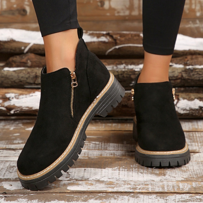 Side Zip Lug Sole Platform Ankle Boots