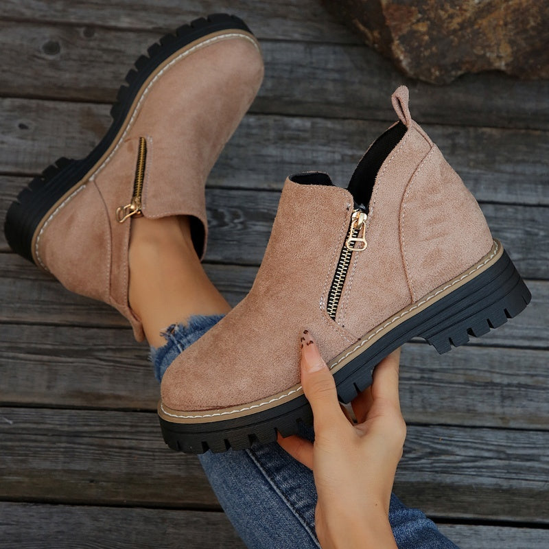 Side Zip Lug Sole Platform Ankle Boots
