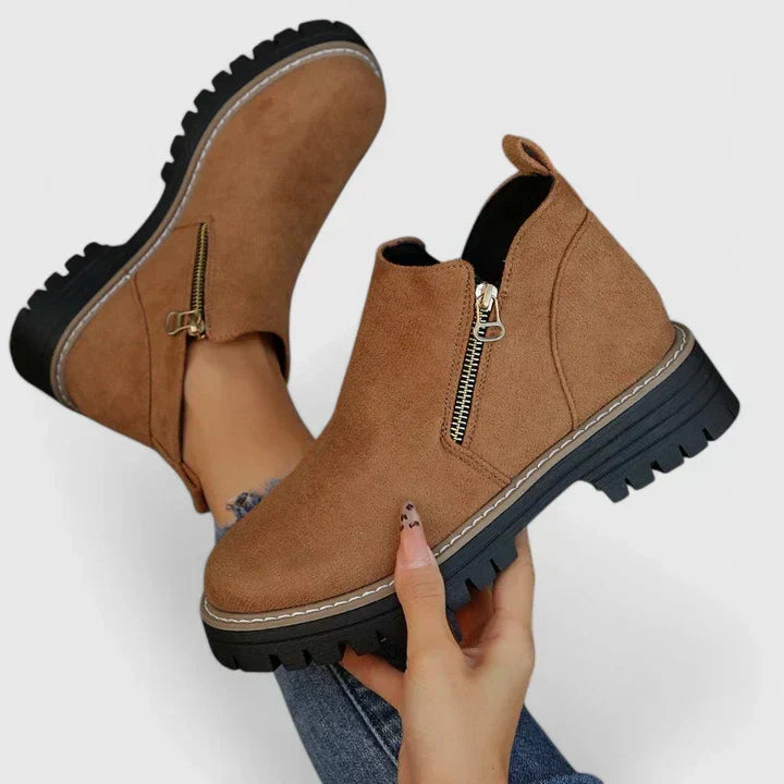Side Zip Lug Sole Platform Ankle Boots