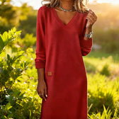 V-Neck Long Sleeve Knit Mini Dress 4