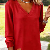 V-Neck Long Sleeve Knit Mini Dress 5