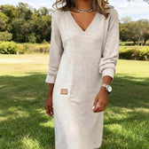 V-Neck Long Sleeve Knit Mini Dress 6