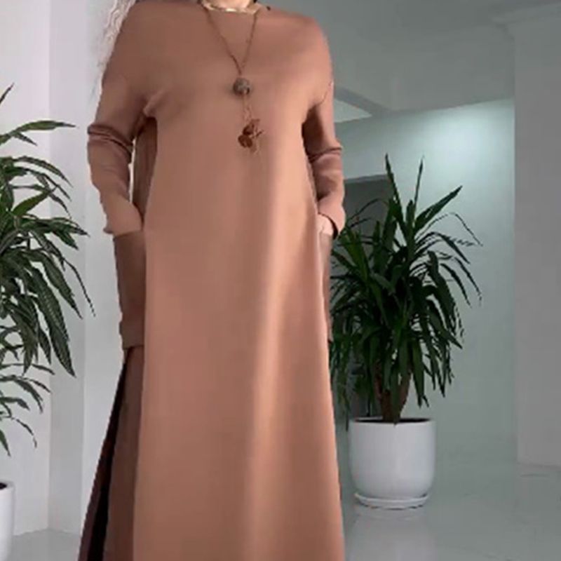 Long Sleeve Faux Leather Patchwork High Split Maxi Dress 3