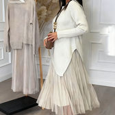 Knit Sweater and Pleated Tulle Midi Two Piece Set 6