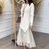 Knit Sweater and Pleated Tulle Midi Two Piece Set 8