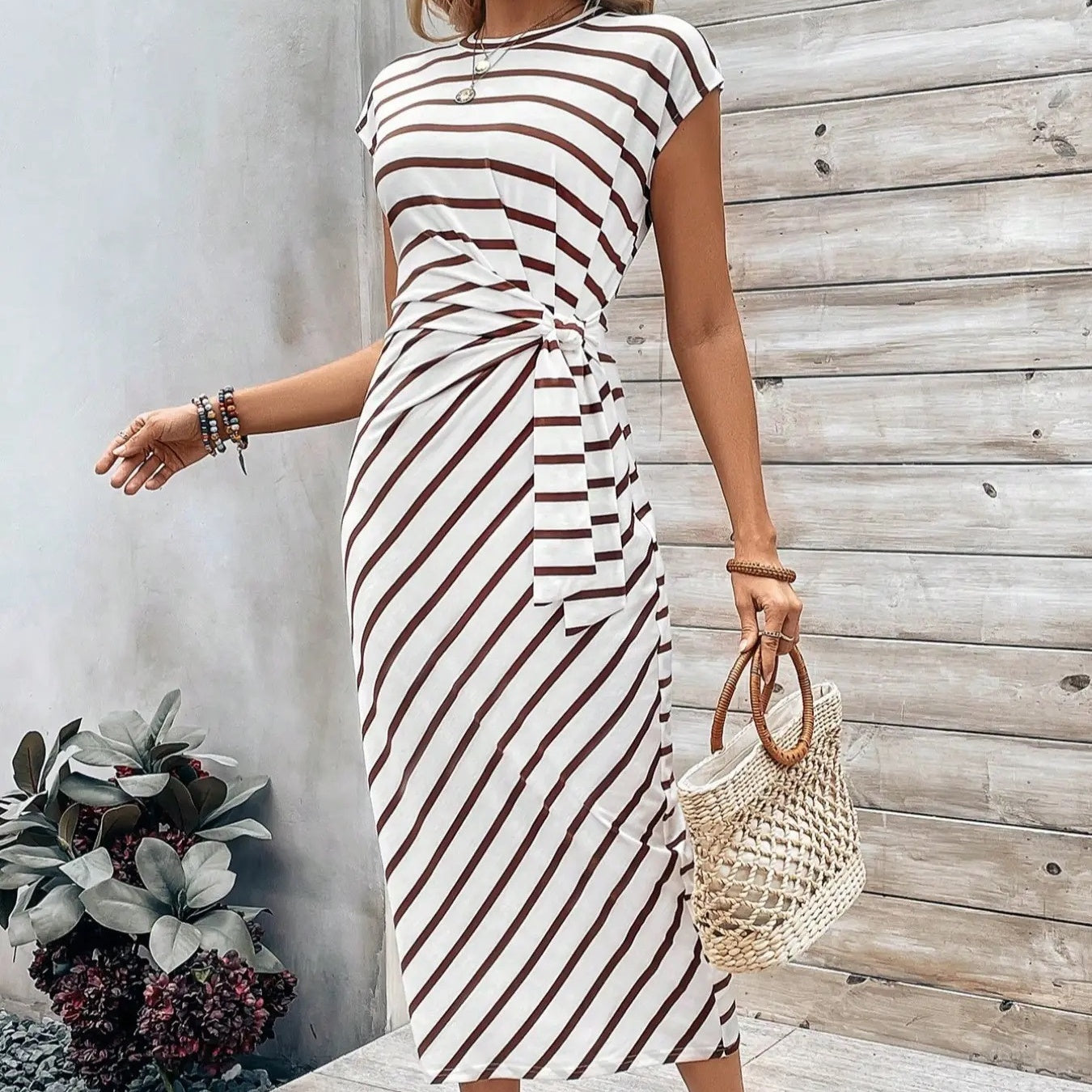 High Neck Cap Sleeve Ruched Bodycon Maxi Dress 7