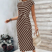 High Neck Cap Sleeve Ruched Bodycon Maxi Dress 9