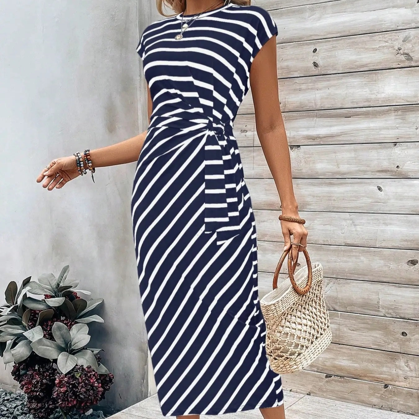 High Neck Cap Sleeve Ruched Bodycon Maxi Dress 8