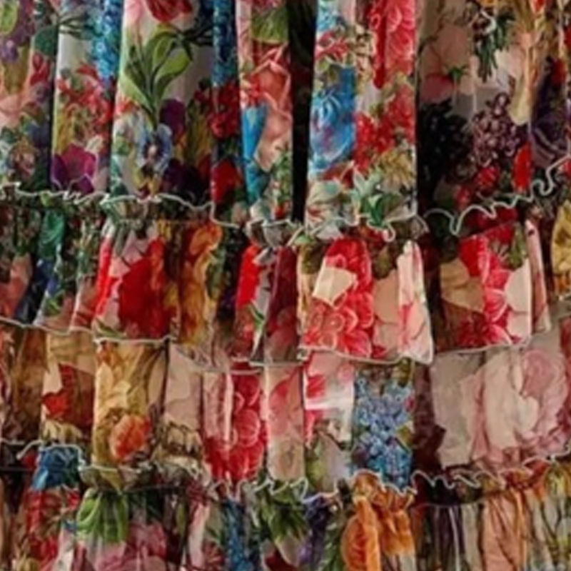 Floral Long Sleeve Tiered Chiffon Maxi Dress 6