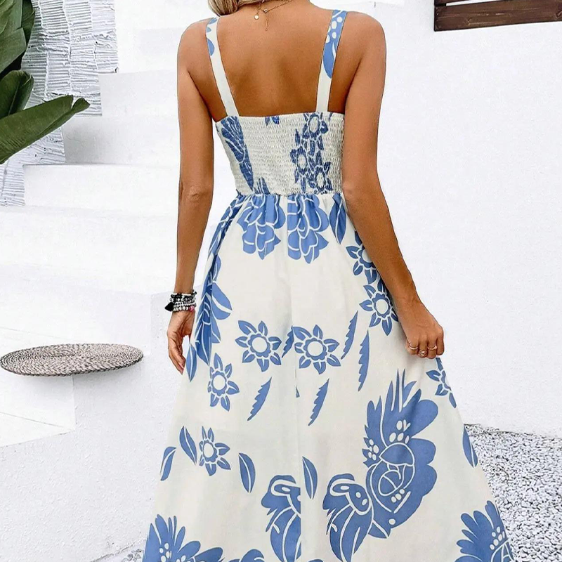 Floral Square Neck A-Line Midi Dress 8