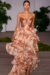 Butterfly Print Spaghetti Strap Tiered Ruffle Maxi Gown 3