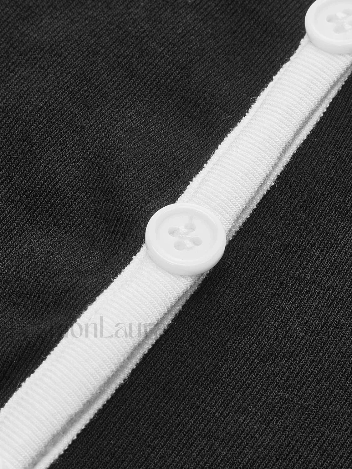 Square Neck Contrast Trim Long Sleeve Knit Shirt