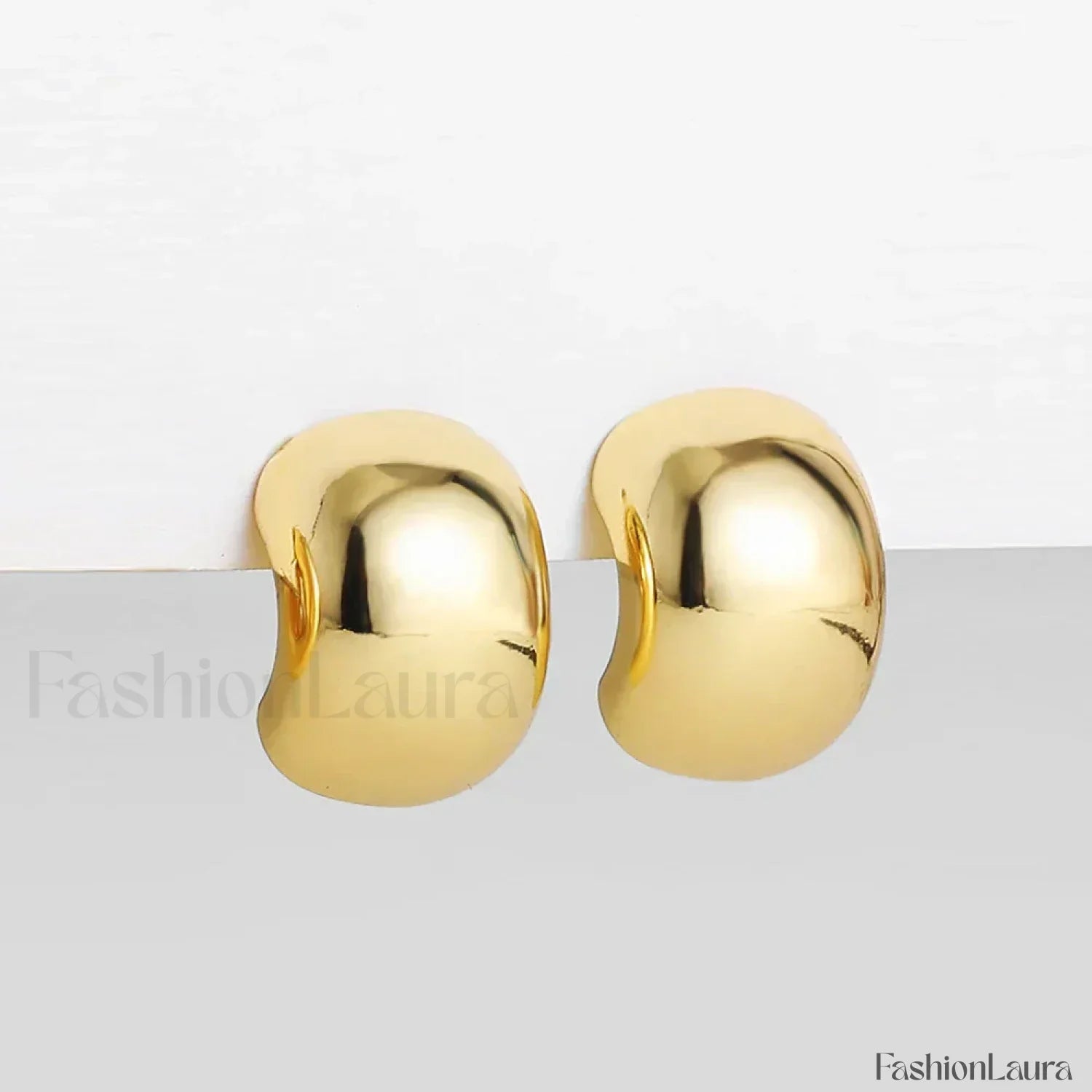 Stainless Steel Gold Plated Tear Drop Earrings Lightweight Smooth Metal Waterdrop Hoop Earring