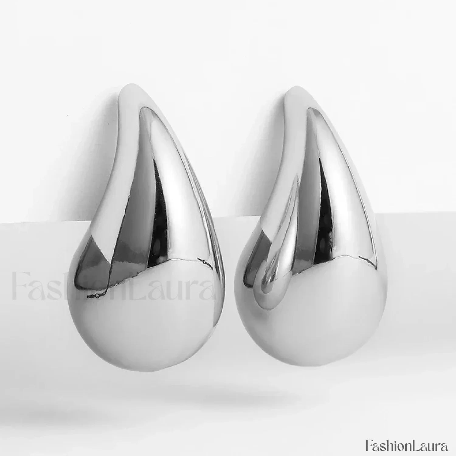 Stainless Steel Gold Plated Tear Drop Earrings Lightweight Smooth Metal Waterdrop Hoop Earring