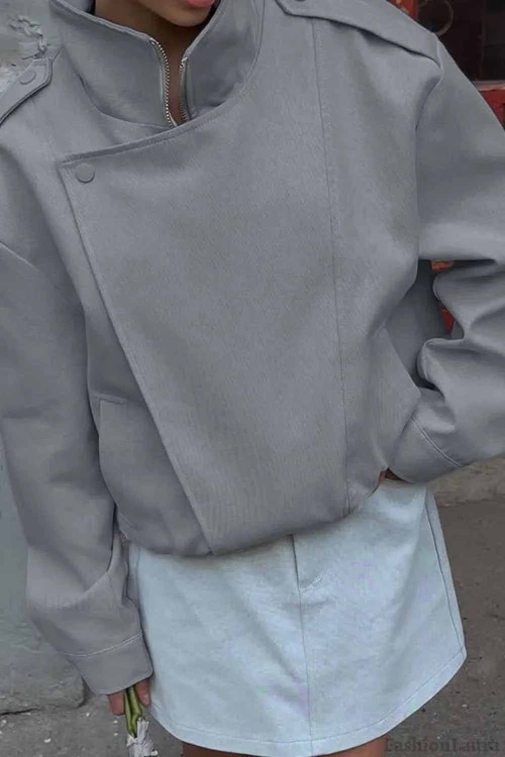 Stand Collar Long Sleeve Tailored Jacket