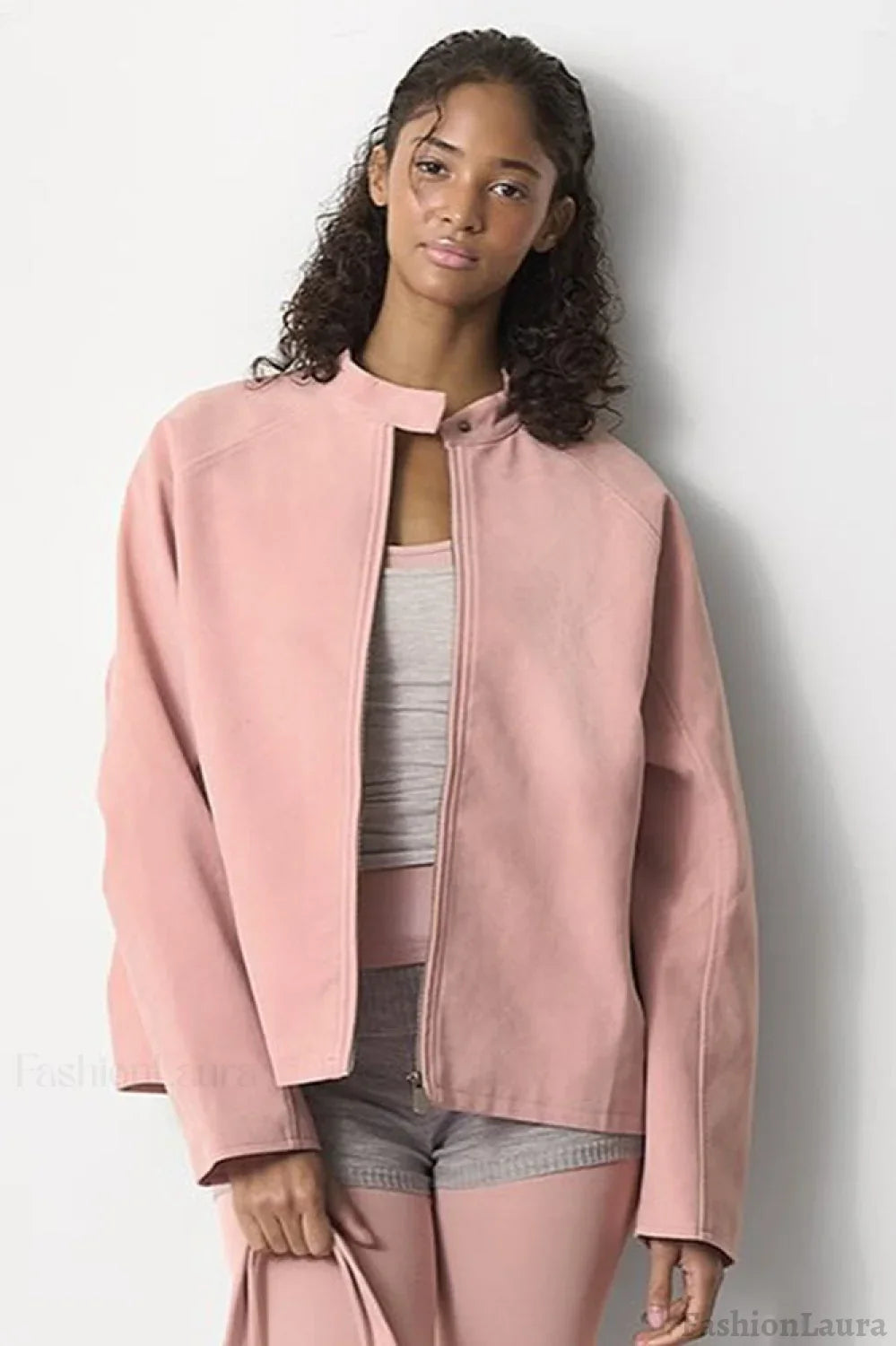 Stand Collar Suede Minimalist Jacket