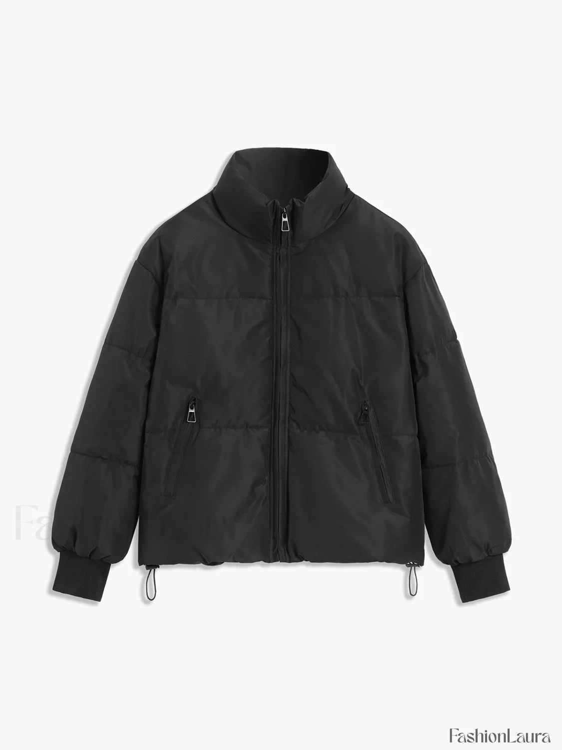 Stand Collar Zip Trendy Up Puffer Coat