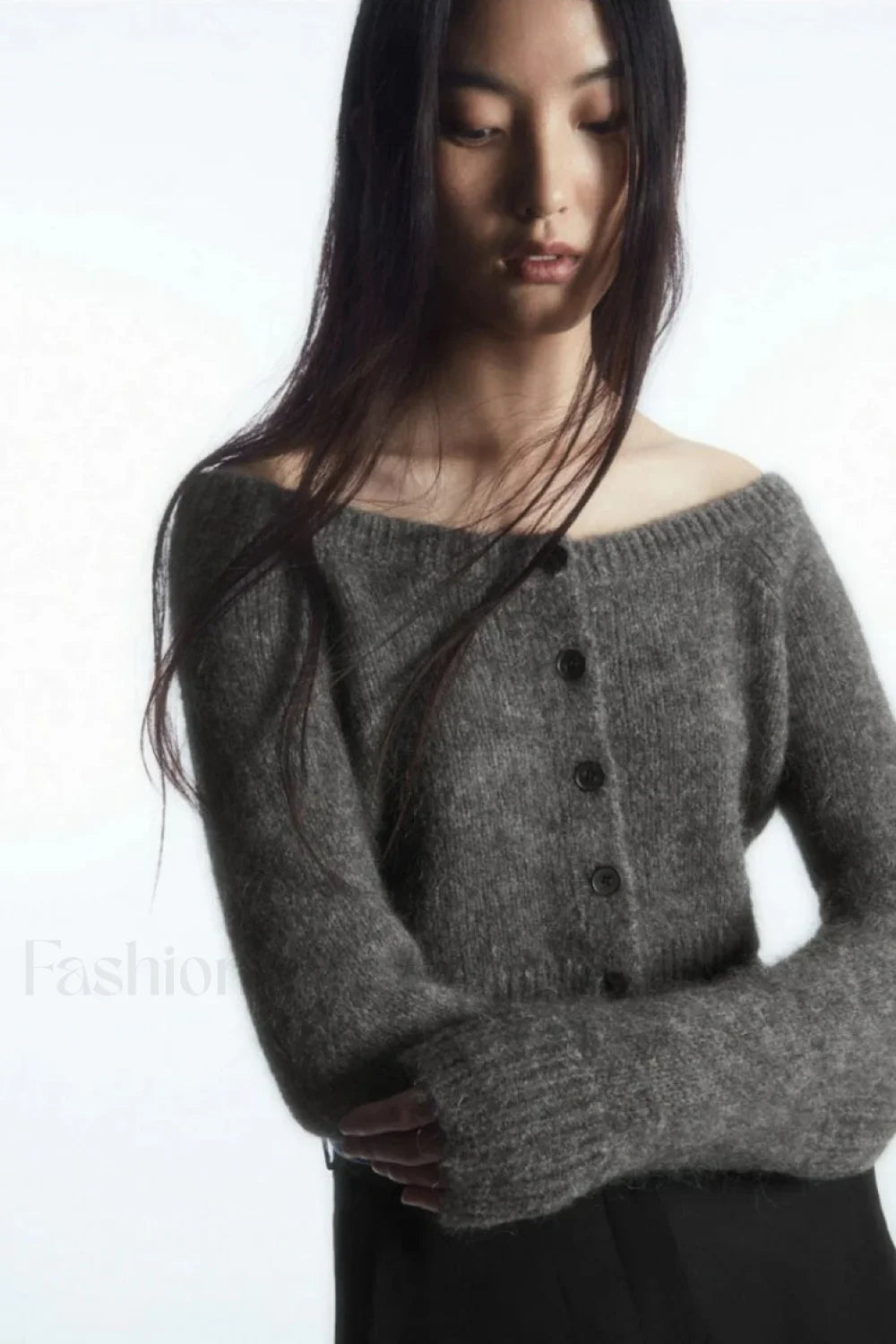 Standard Fit Wide Neck Cardigan