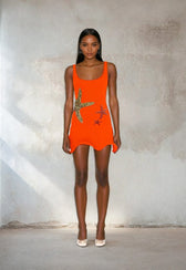 Square Neck Sleeveless Sequin Starfish Velvet Mini Dress 3