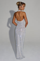 Sequin Deep V-Neck Halter Mermaid Maxi Dress 2