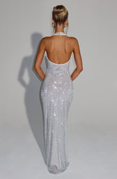 Sequin Deep V-Neck Halter Mermaid Maxi Dress 6