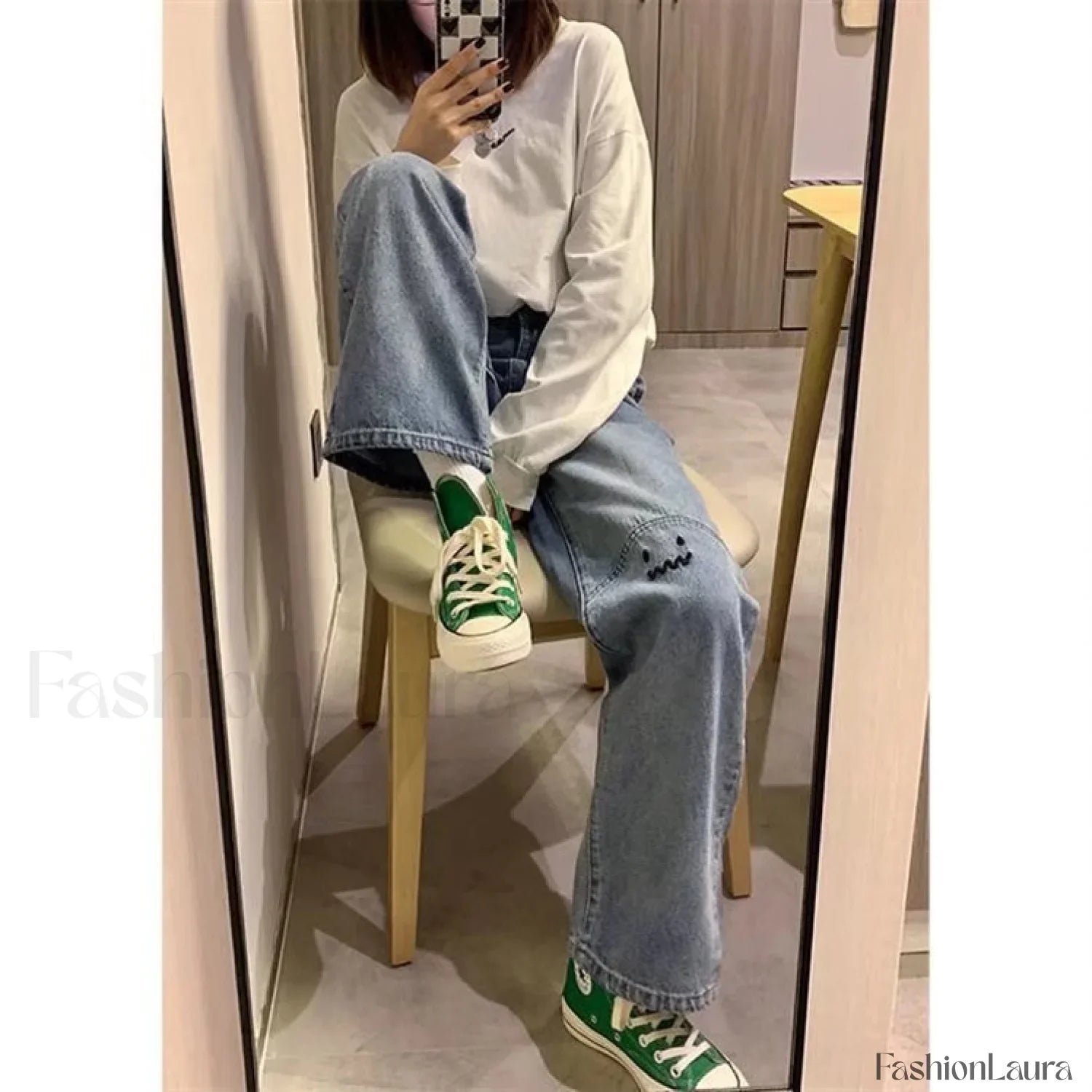 Straight High Waist Trendy Wide Leg Jeans