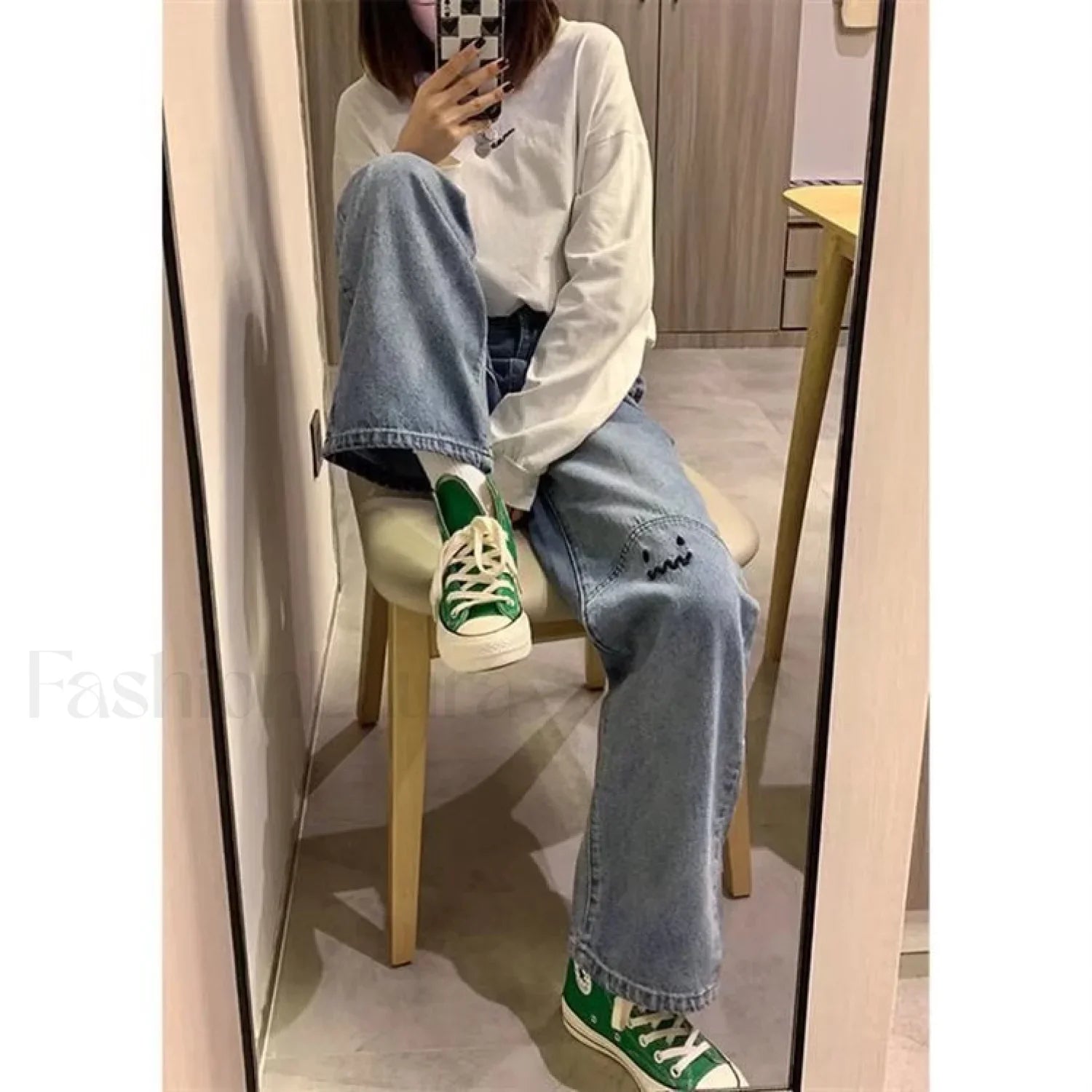 Straight High Waist Trendy Wide Leg Jeans