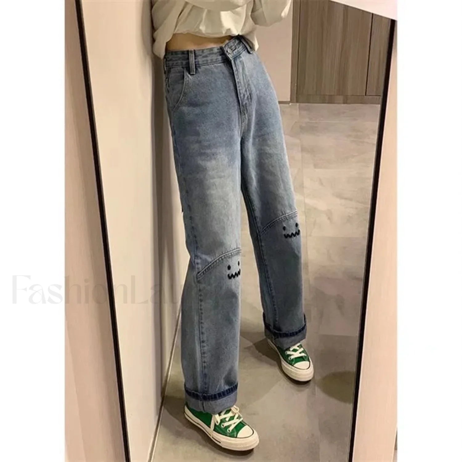 Straight High Waist Trendy Wide Leg Jeans