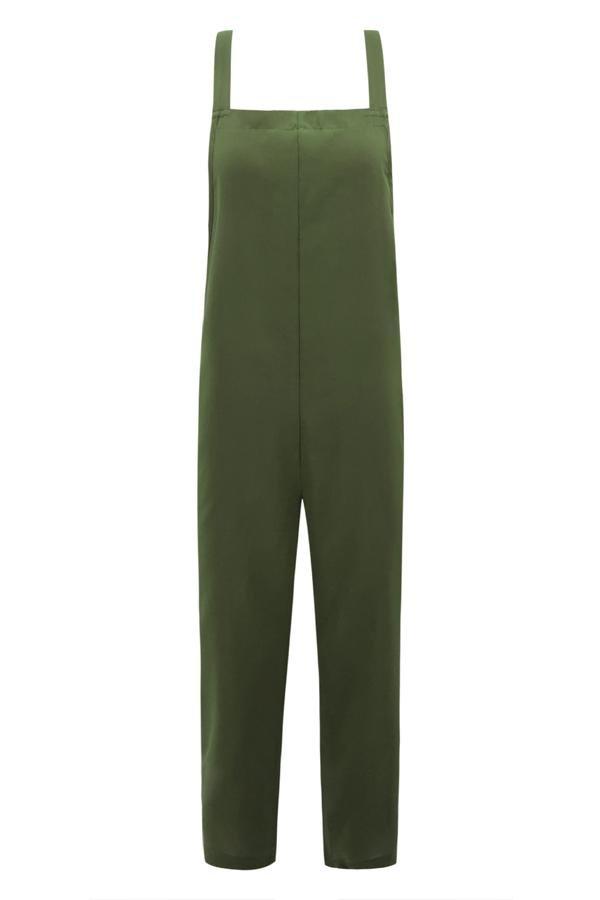 Strap Solid Color Belted Pants