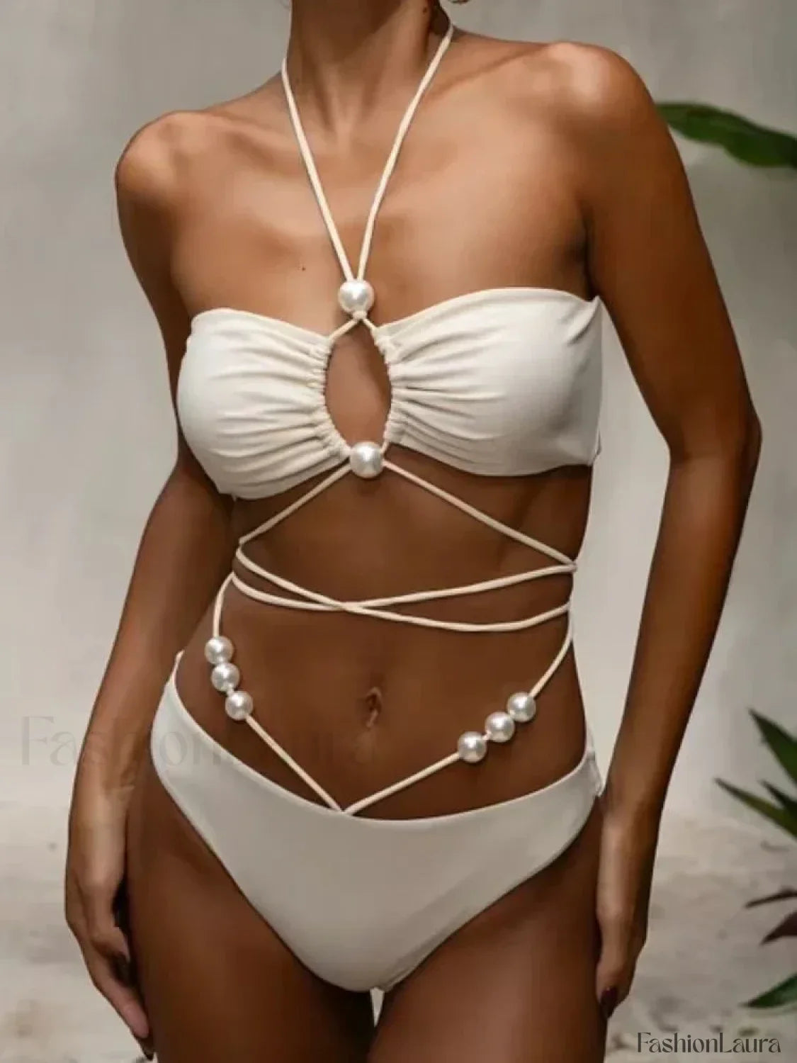 Strap Swimsuit Pearl Magda Bikini Set