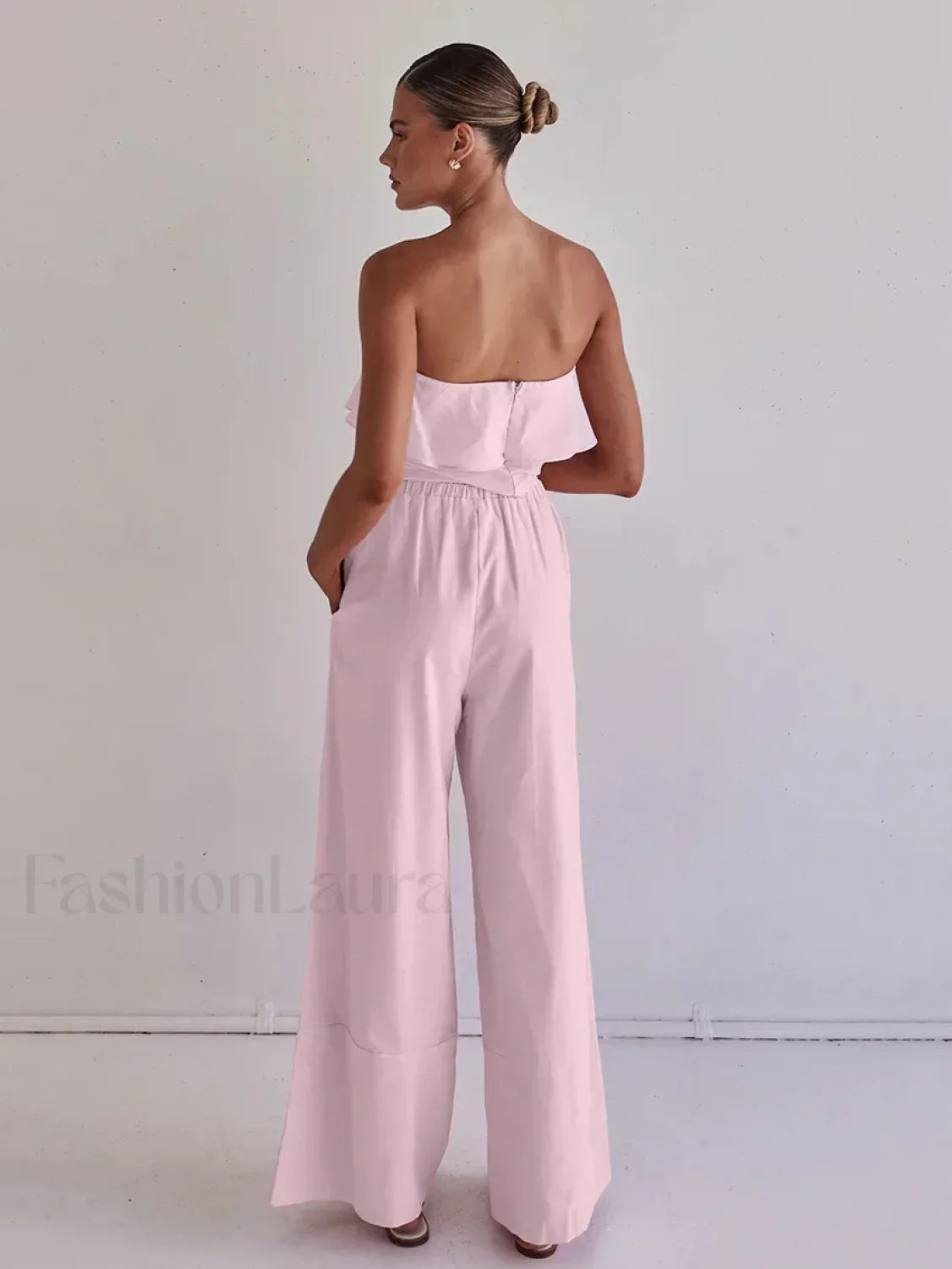 Strapless Backless Pajama Pants Two Piece Set