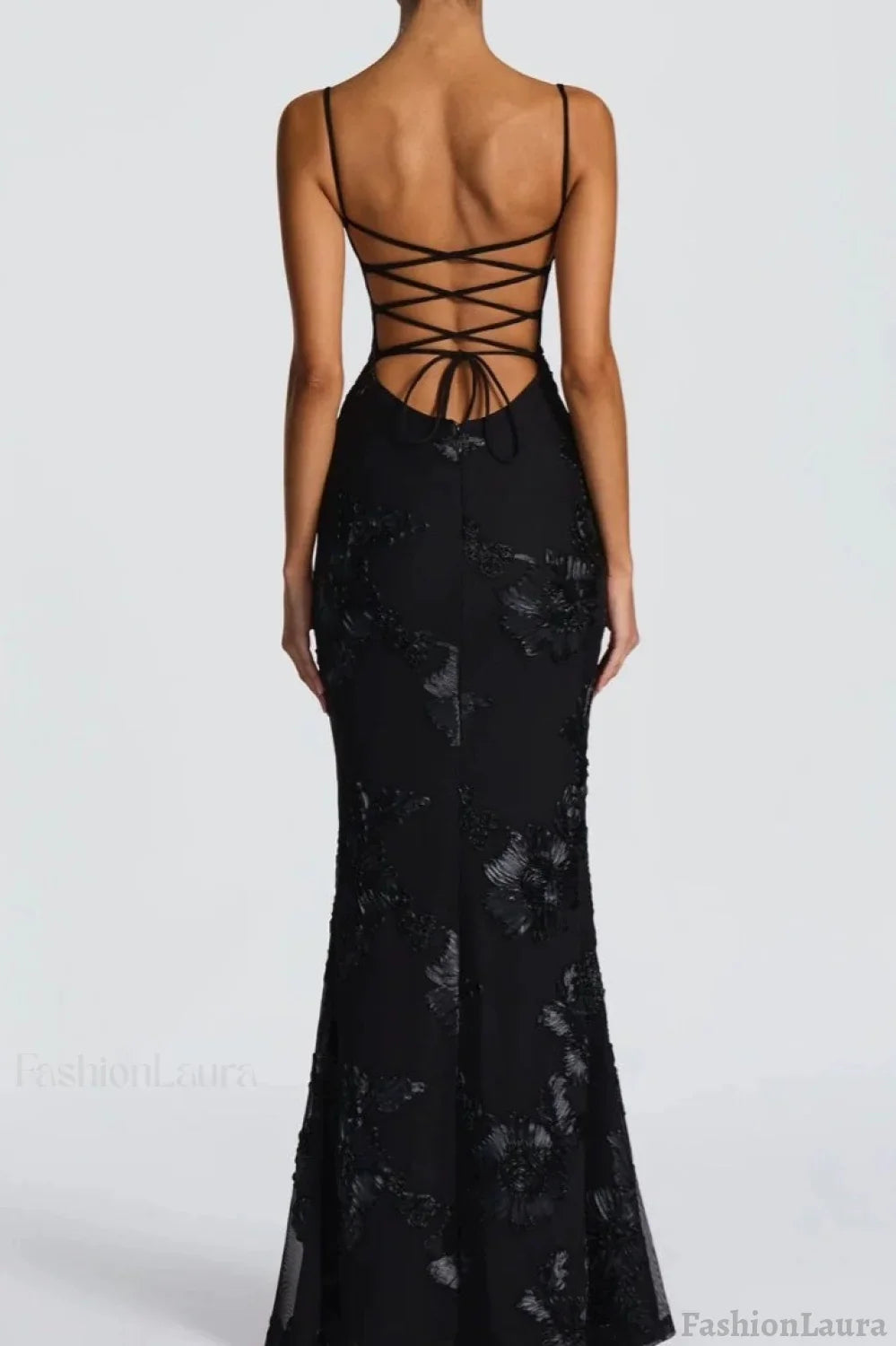 Strapless Floral Embroidered Maxi Dress
