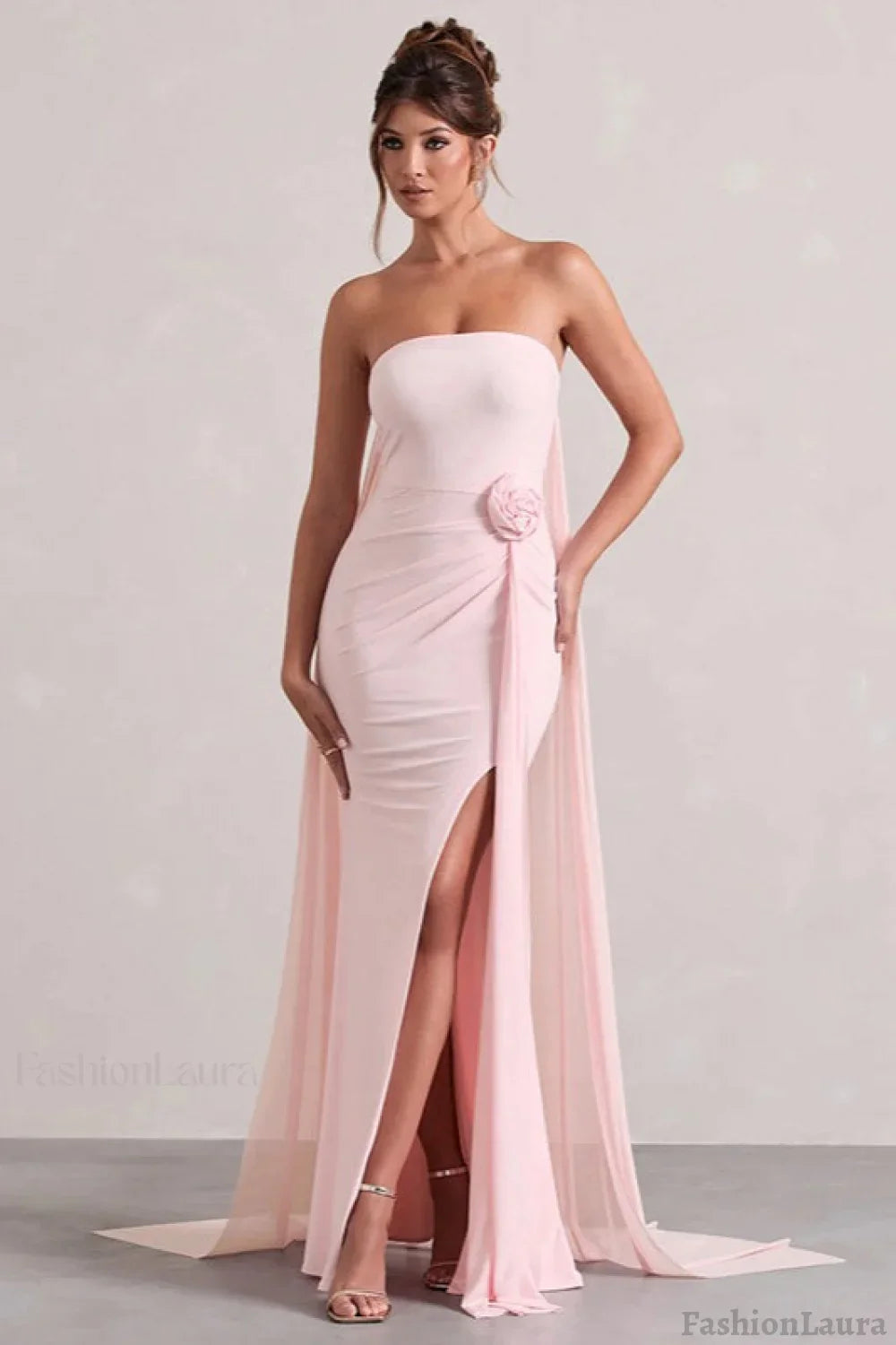 Strapless Floral Tie Maxi Dress