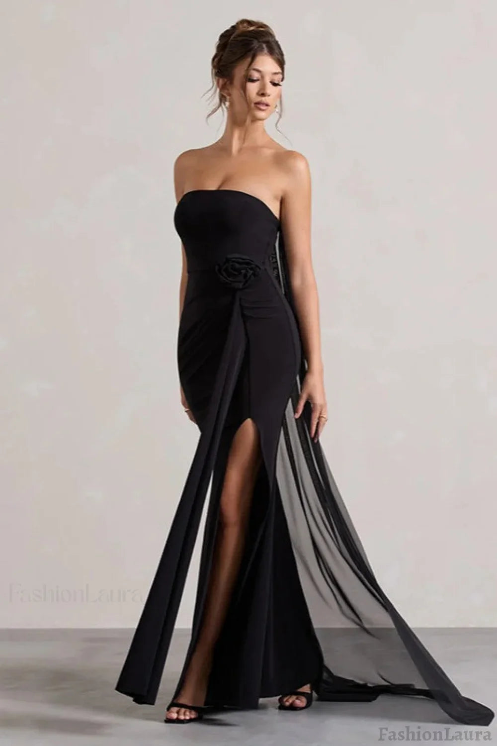 Strapless Floral Tie Maxi Dress