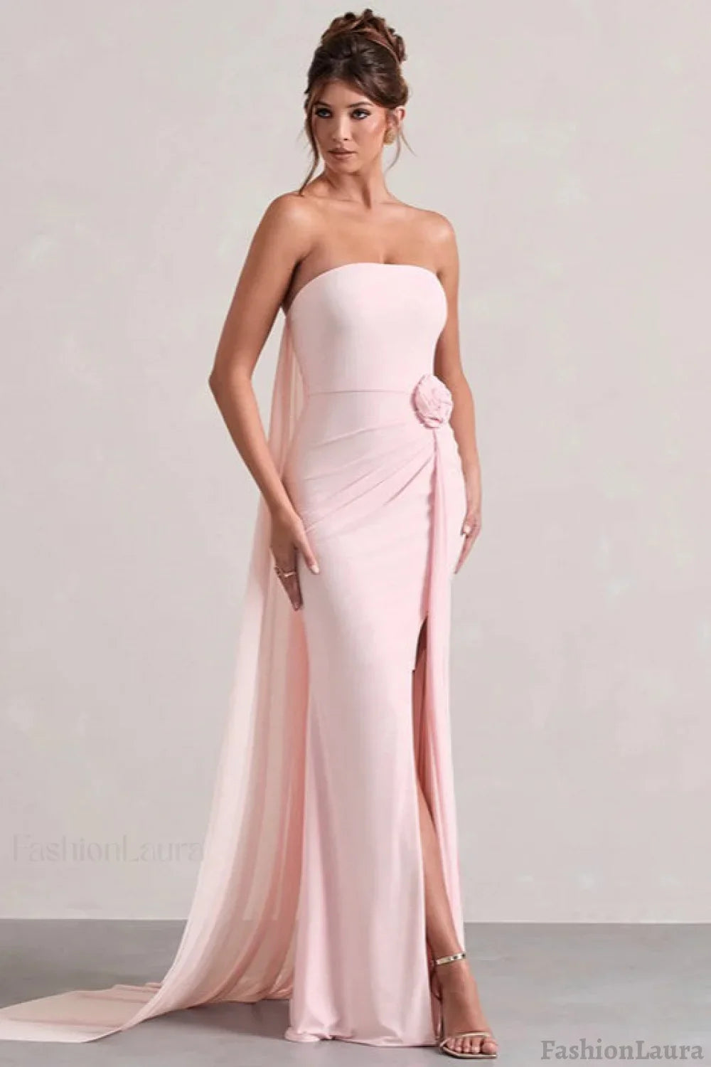 Strapless Floral Tie Maxi Dress