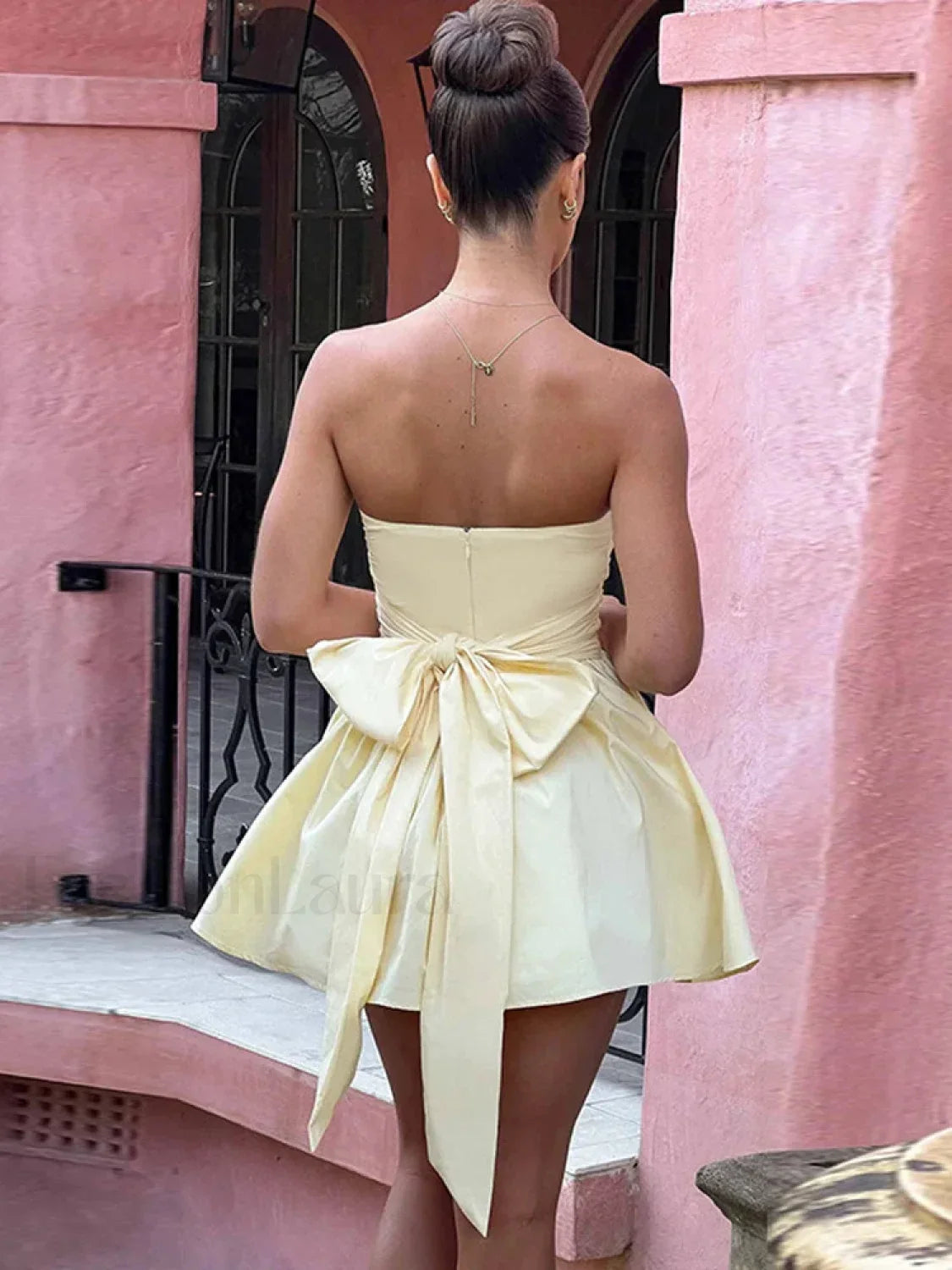 Strapless Ruffle Bodycon Mini Dress