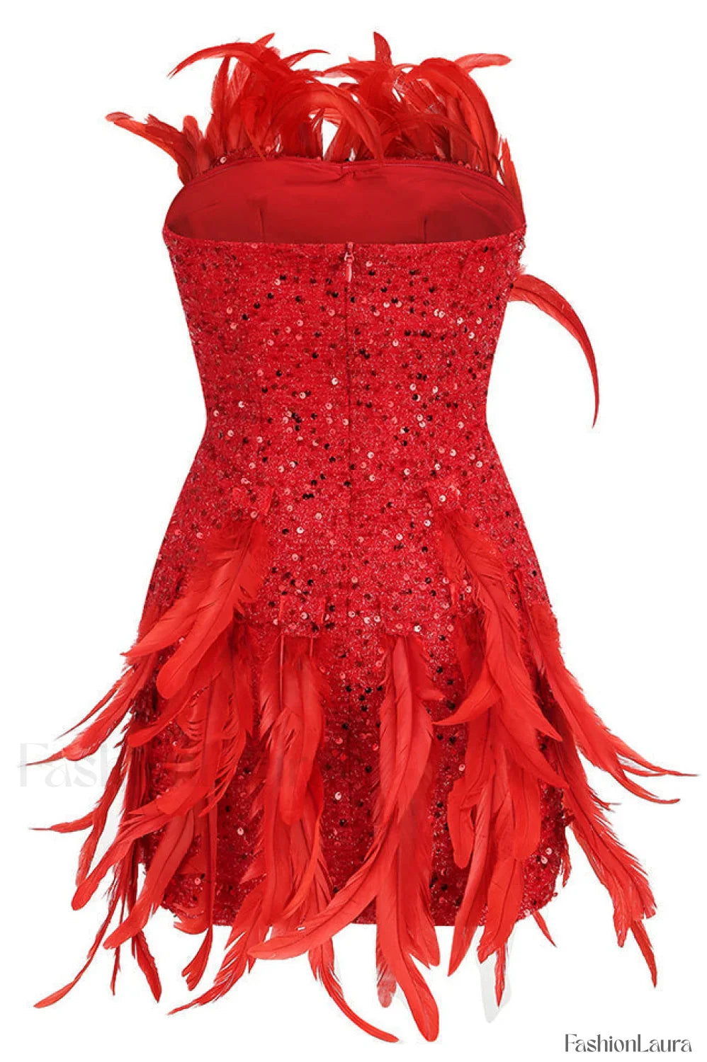 Strapless Sequin Feather Charming Embellished Mini Dress