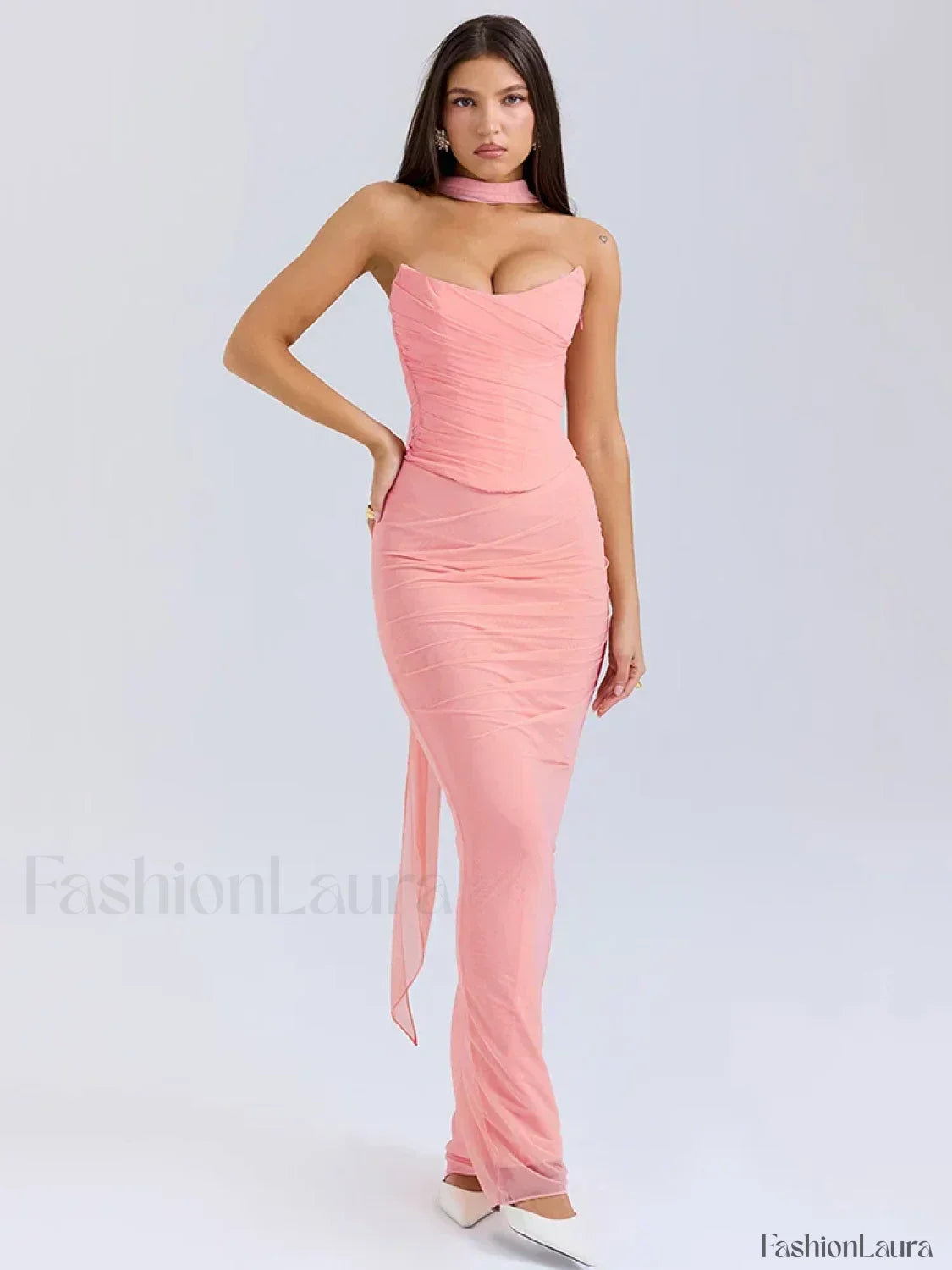 Strapless Skirt Two Piece Maxi Dress
