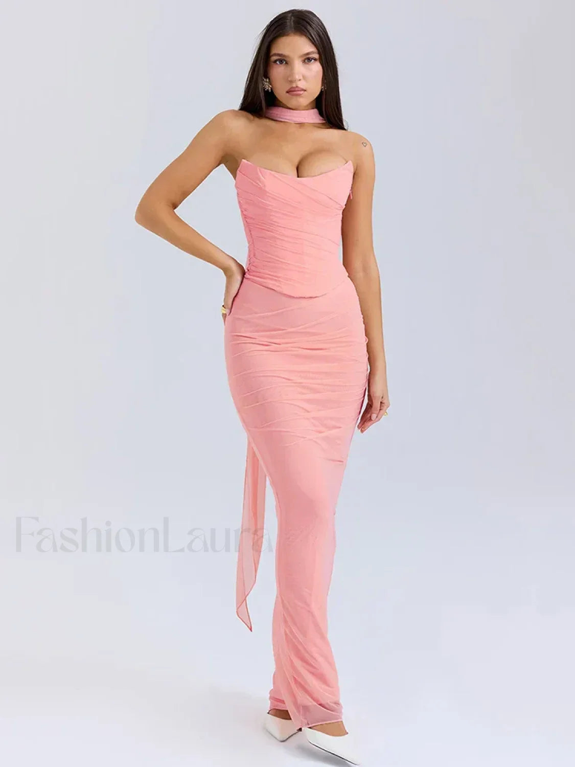 Strapless Skirt Two Piece Maxi Dress