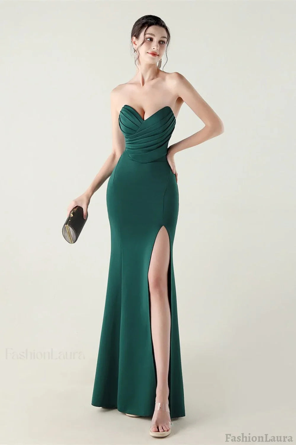 Strapless Sweetheart Pleated Party Dress