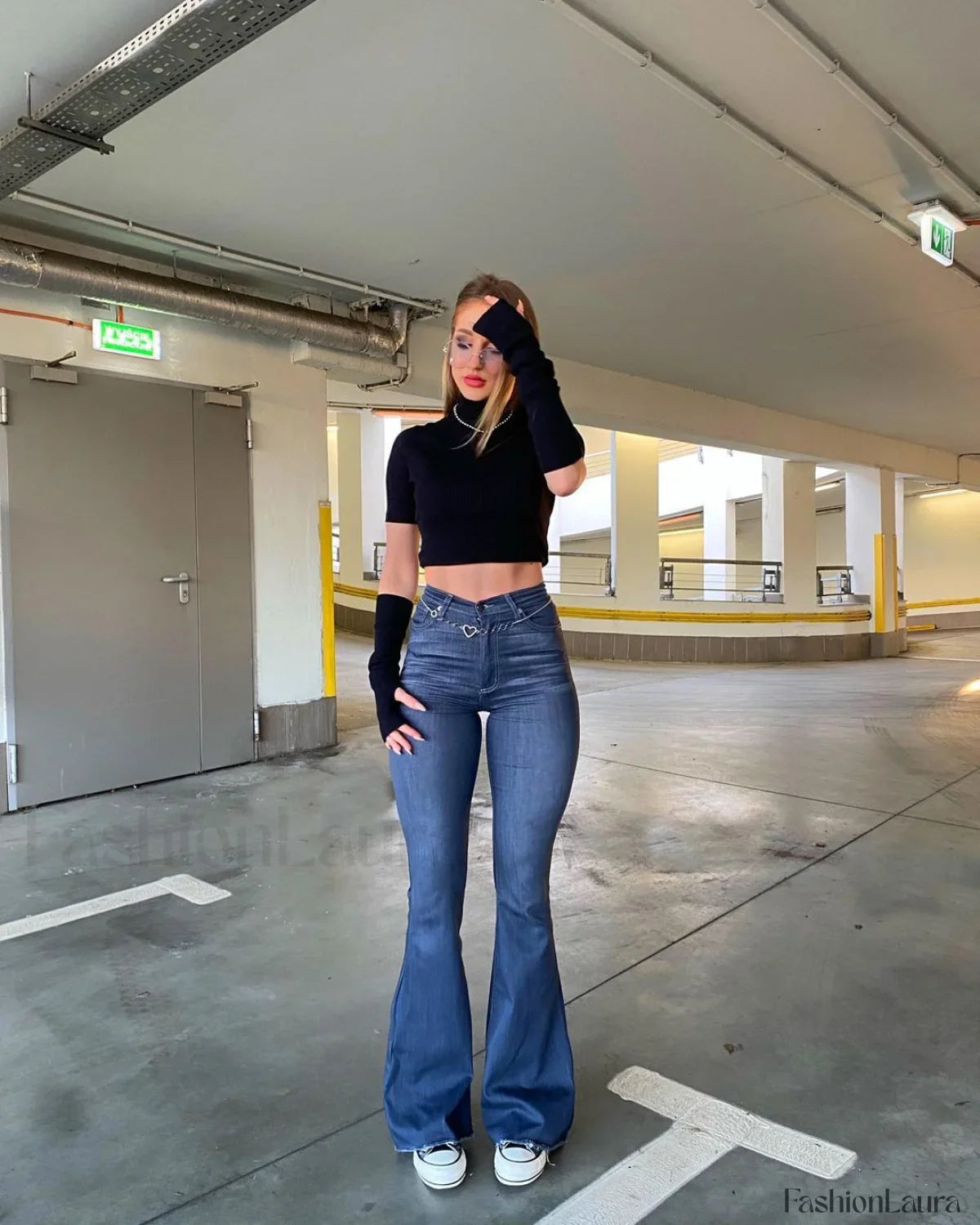 Street Retro Graceful Hip Flared Pants