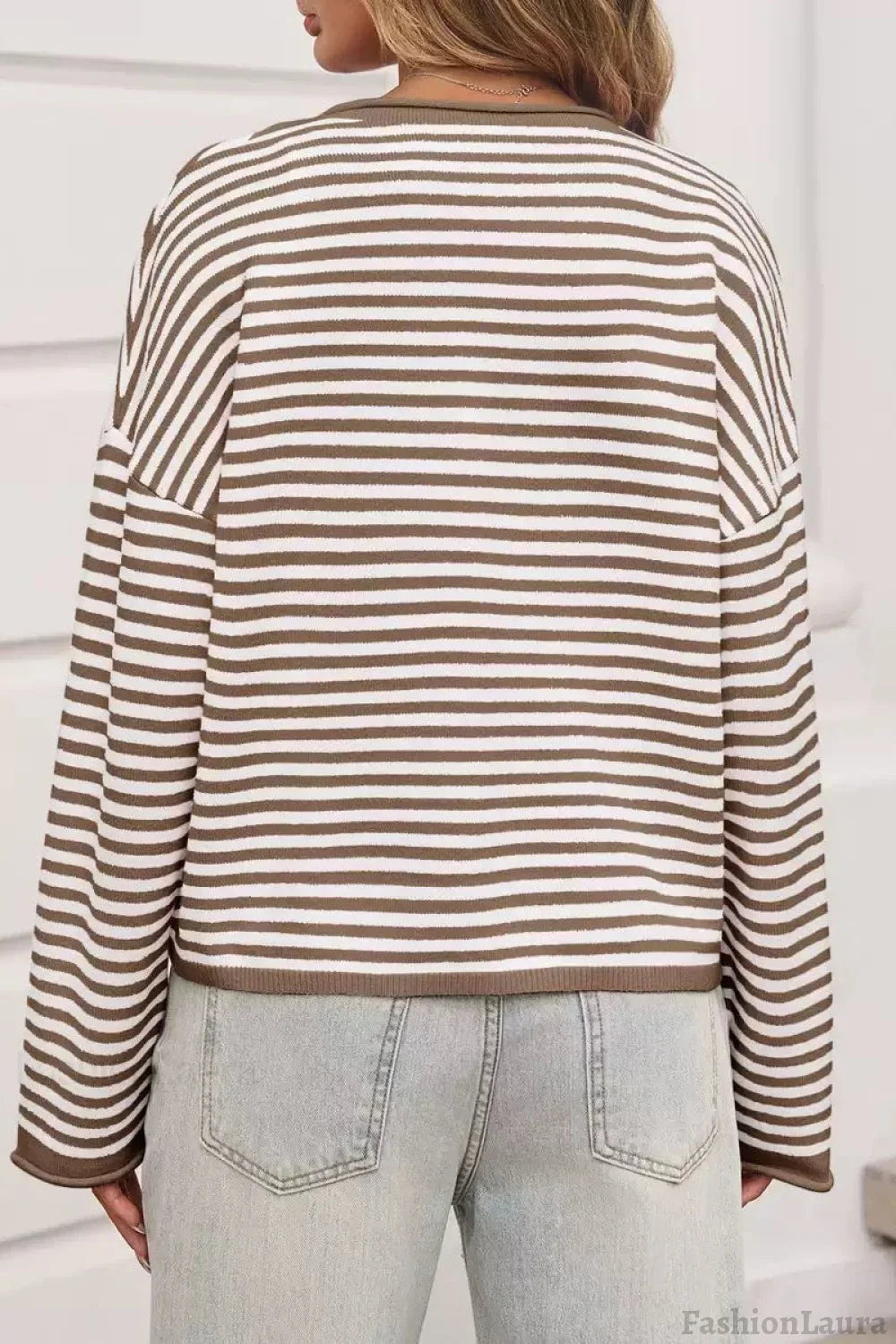 Striped Color Block Cardigan S / Brown