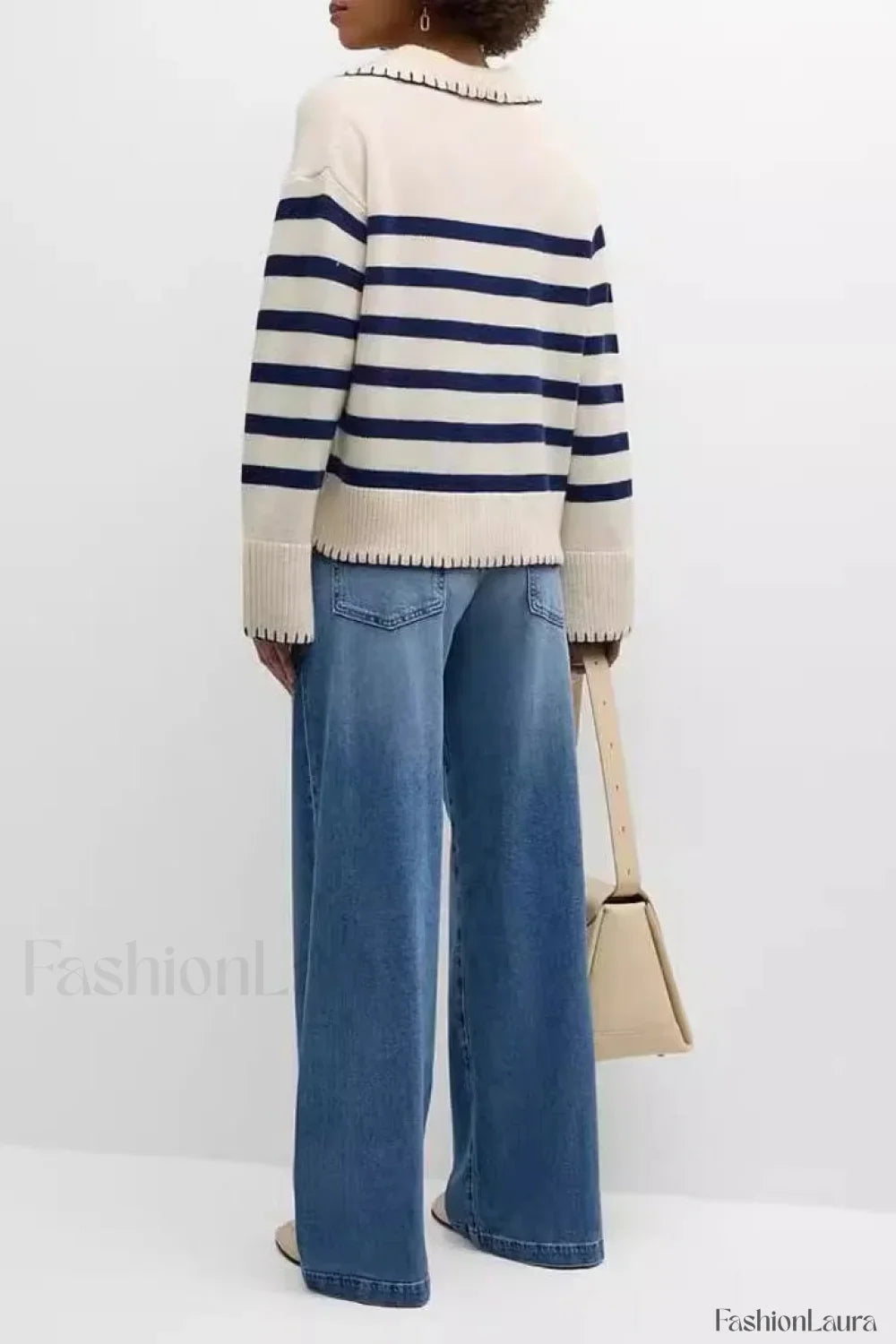 Striped Color Block Polo Sweater
