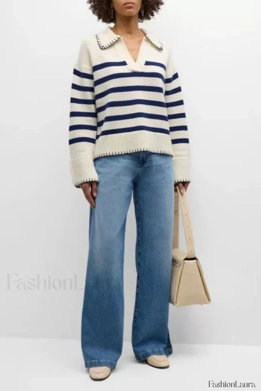 Striped Color Block Polo Sweater
