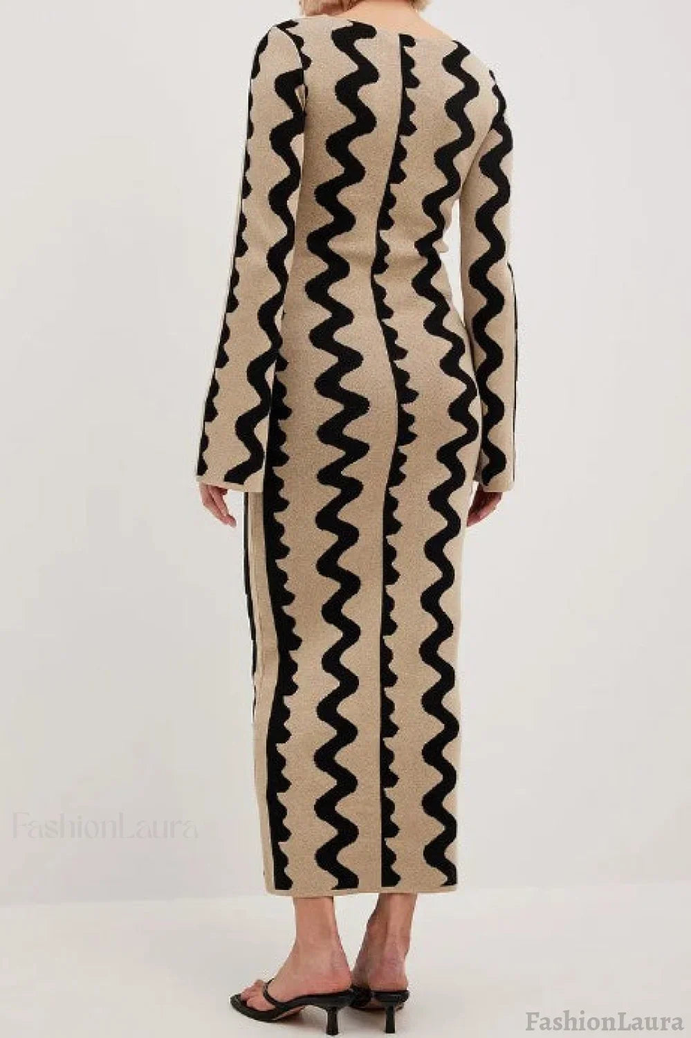 Striped Contrast Slim Knit Sweater Dress