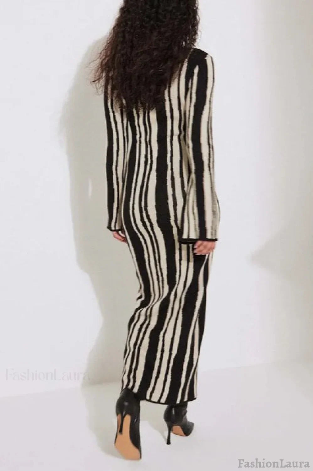 Striped Contrast Slim Knit Sweater Dress